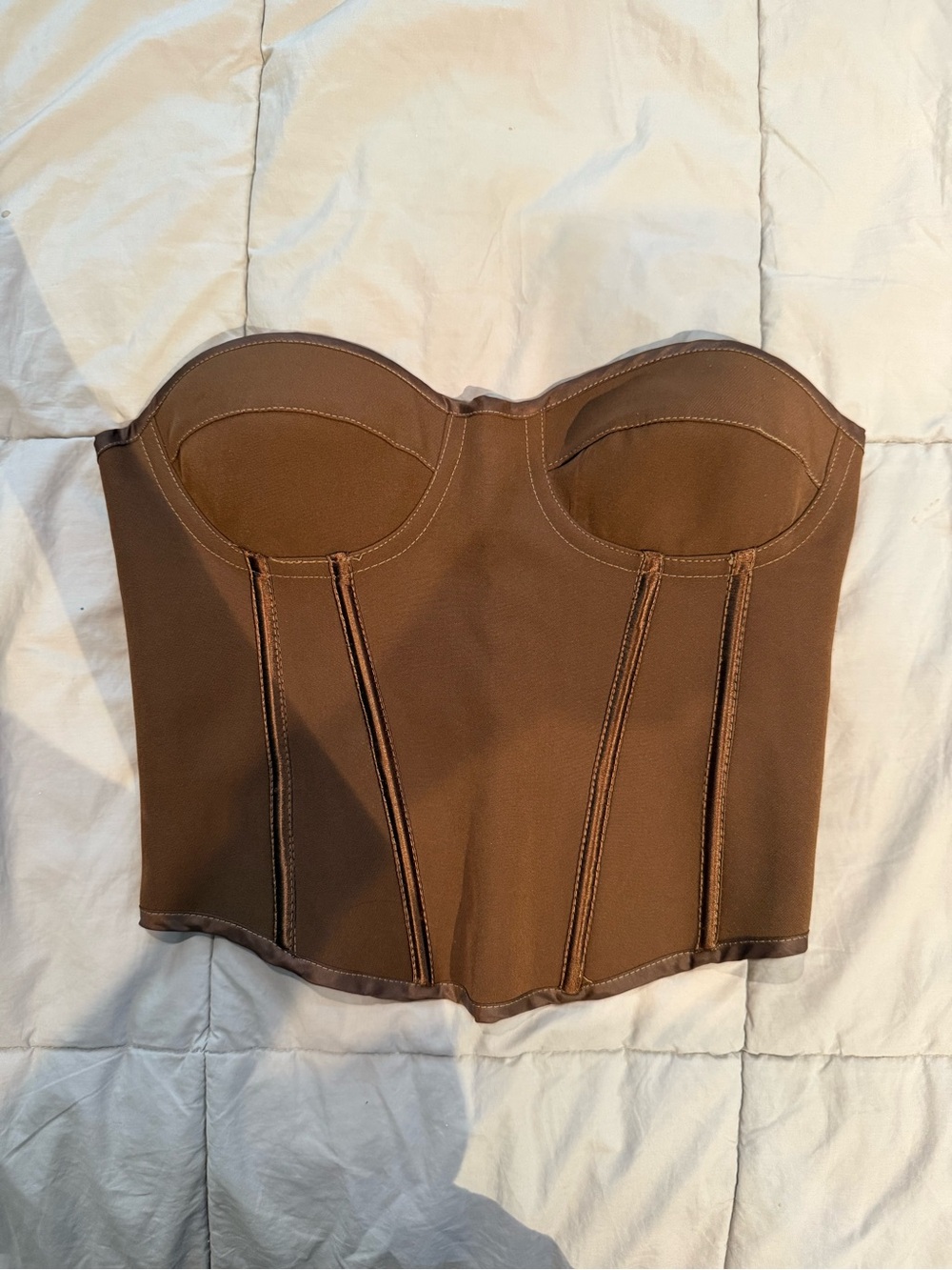 Brown Strapless Corset Top
